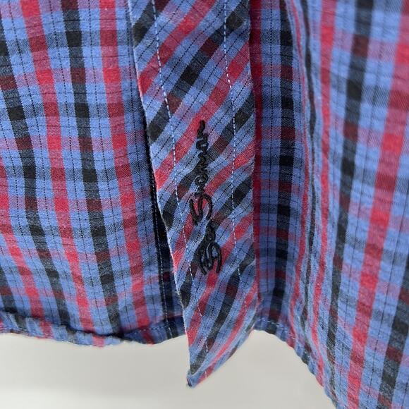 Ben Sherman Long Sleeve Plaid Button Down Shirt - Blue/Red - Large - Picture 5 of 8